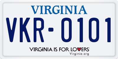 VA license plate VKR0101