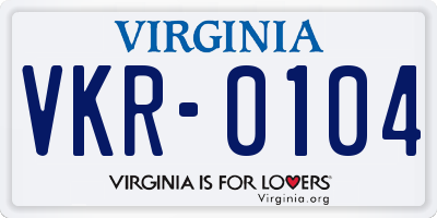 VA license plate VKR0104