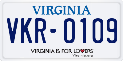 VA license plate VKR0109