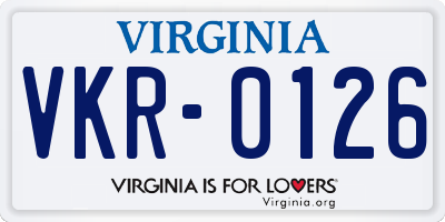 VA license plate VKR0126