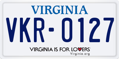 VA license plate VKR0127