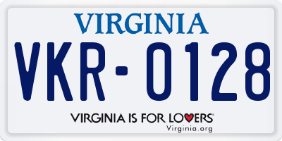 VA license plate VKR0128