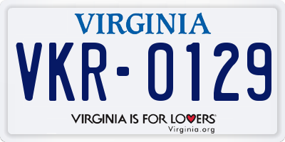 VA license plate VKR0129