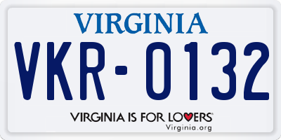 VA license plate VKR0132