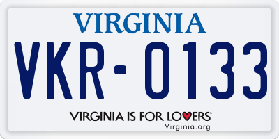 VA license plate VKR0133