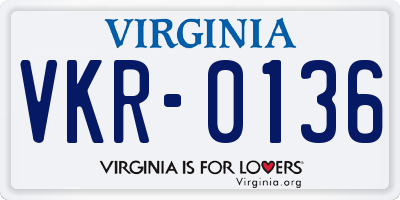VA license plate VKR0136