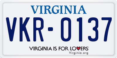 VA license plate VKR0137