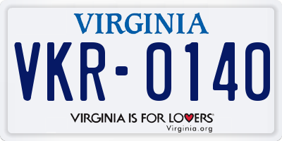 VA license plate VKR0140