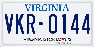 VA license plate VKR0144