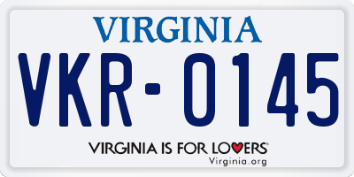 VA license plate VKR0145