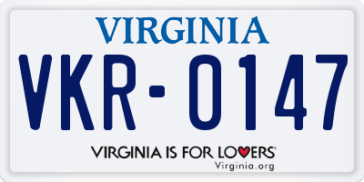 VA license plate VKR0147