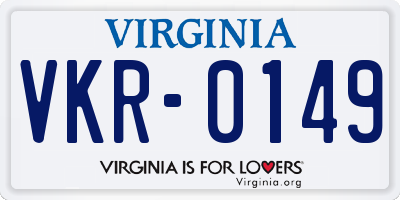 VA license plate VKR0149