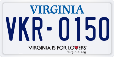 VA license plate VKR0150