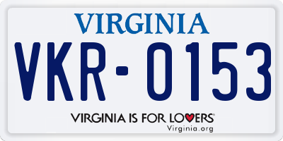 VA license plate VKR0153