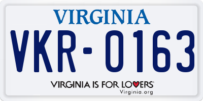 VA license plate VKR0163