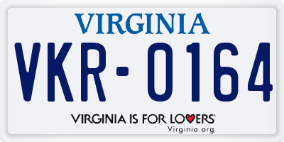 VA license plate VKR0164