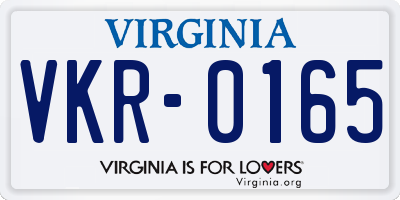 VA license plate VKR0165
