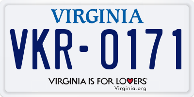 VA license plate VKR0171