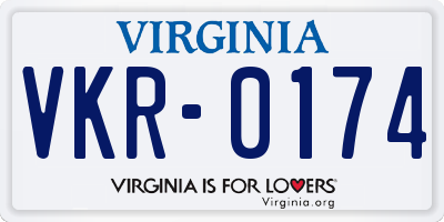 VA license plate VKR0174