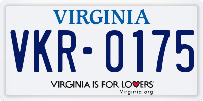 VA license plate VKR0175