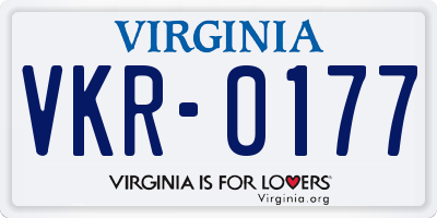 VA license plate VKR0177