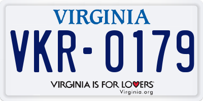 VA license plate VKR0179