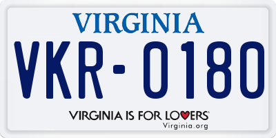 VA license plate VKR0180