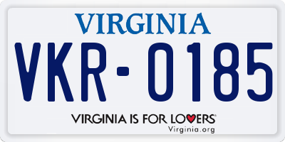 VA license plate VKR0185