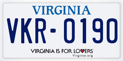 VA license plate VKR0190