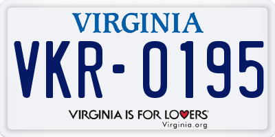 VA license plate VKR0195