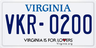 VA license plate VKR0200