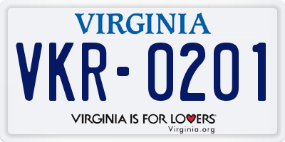 VA license plate VKR0201