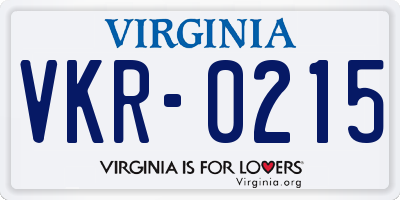 VA license plate VKR0215