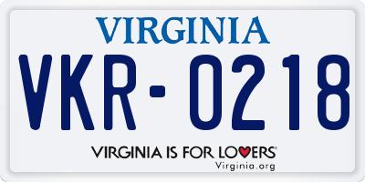 VA license plate VKR0218