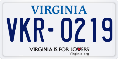 VA license plate VKR0219