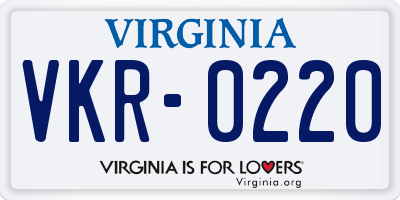 VA license plate VKR0220