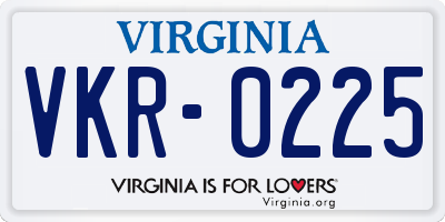 VA license plate VKR0225