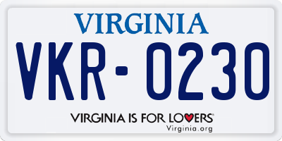 VA license plate VKR0230