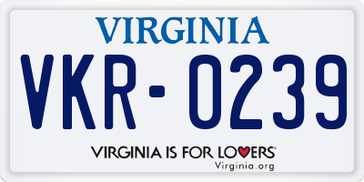 VA license plate VKR0239