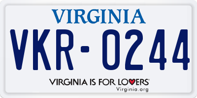 VA license plate VKR0244