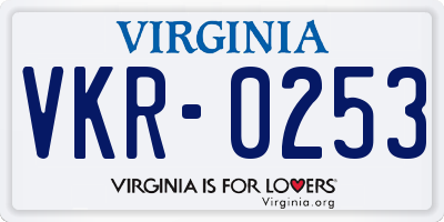VA license plate VKR0253