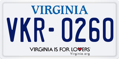 VA license plate VKR0260