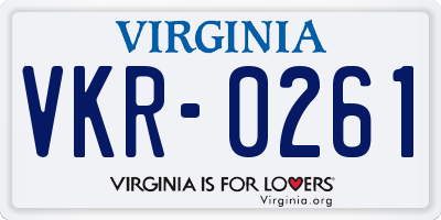 VA license plate VKR0261