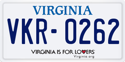 VA license plate VKR0262
