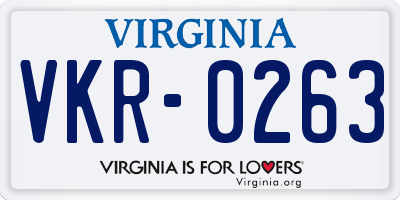 VA license plate VKR0263