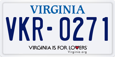 VA license plate VKR0271