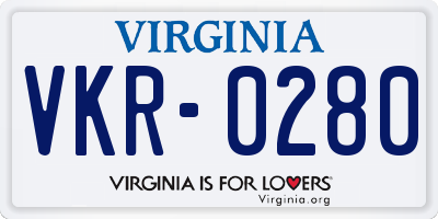 VA license plate VKR0280