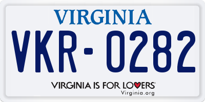 VA license plate VKR0282