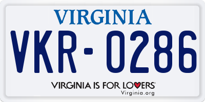 VA license plate VKR0286