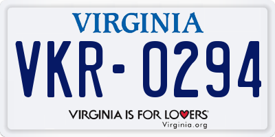 VA license plate VKR0294